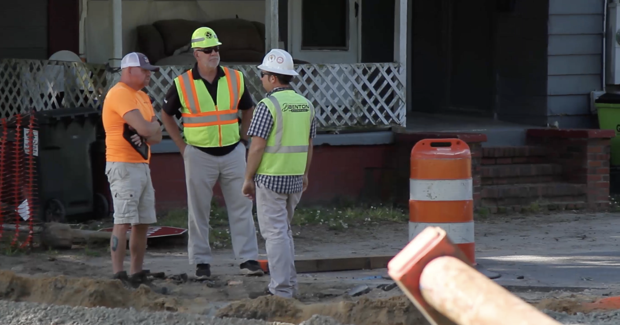 commercial construction workers on site